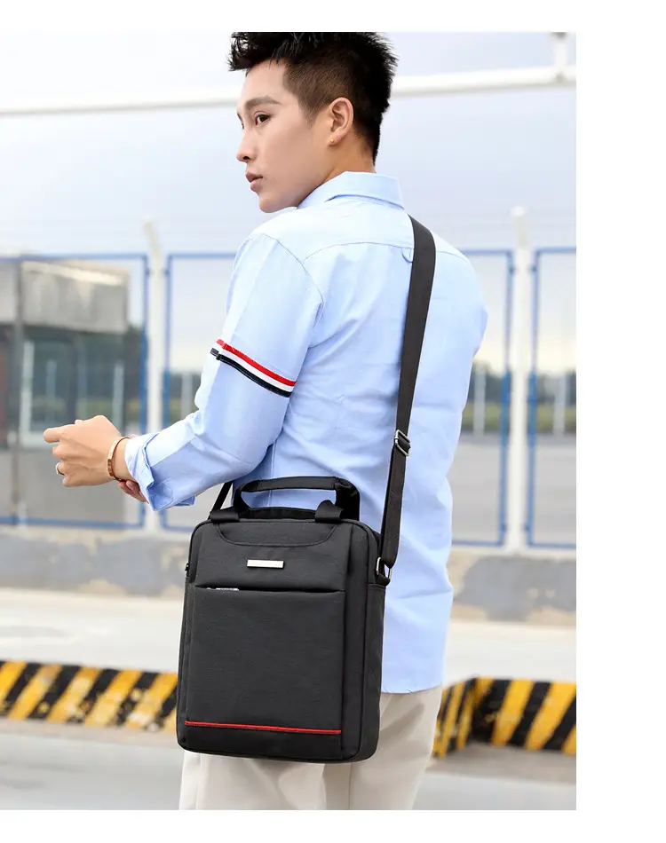 Men's Grey Crossbody Bag with Red Trim — feature 16