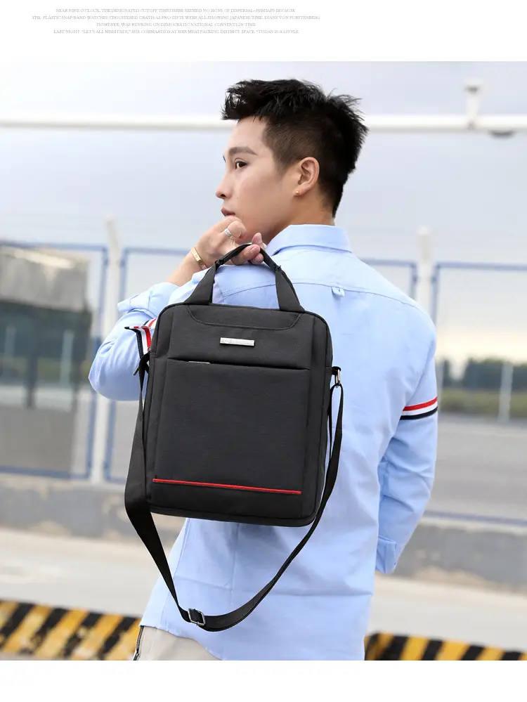 Men's Grey Crossbody Bag with Red Trim — feature 17