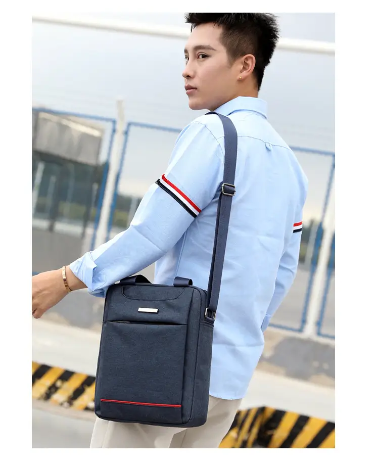 Men's Grey Crossbody Bag with Red Trim — feature 19