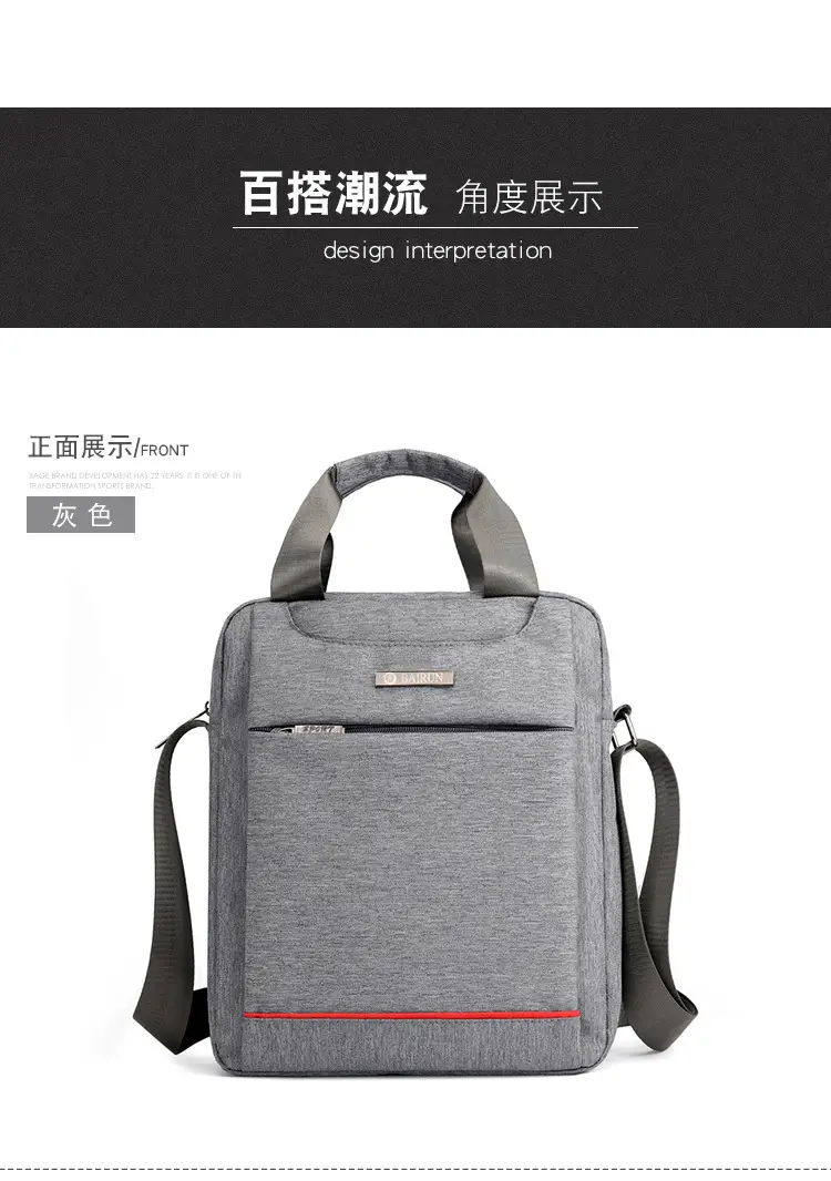 Men's Grey Crossbody Bag with Red Trim — feature 24