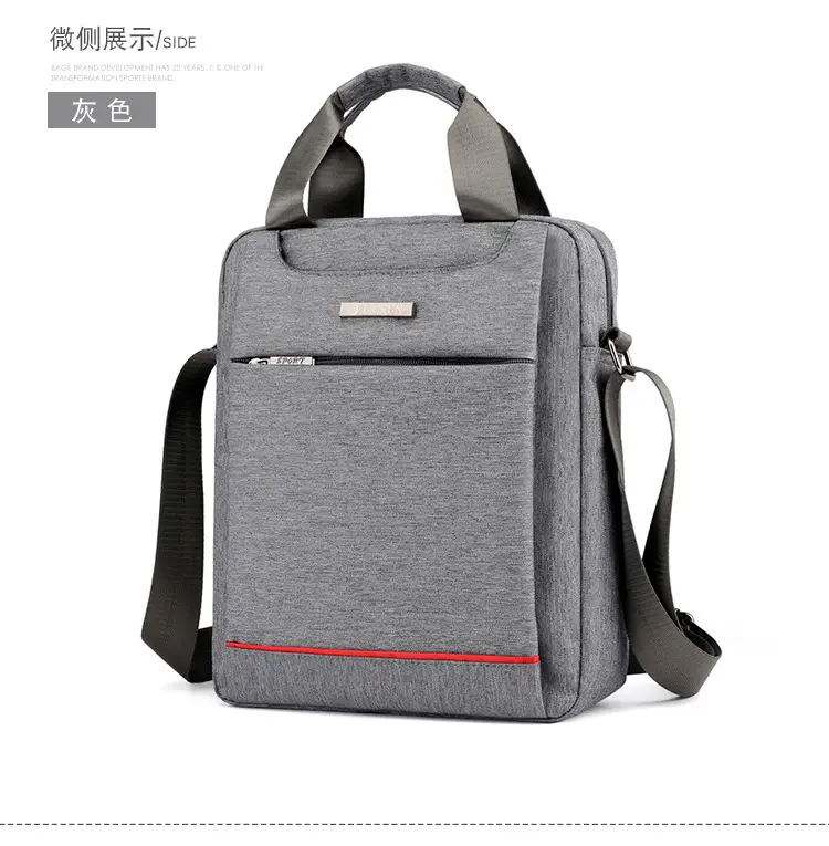 Men's Grey Crossbody Bag with Red Trim — feature 25
