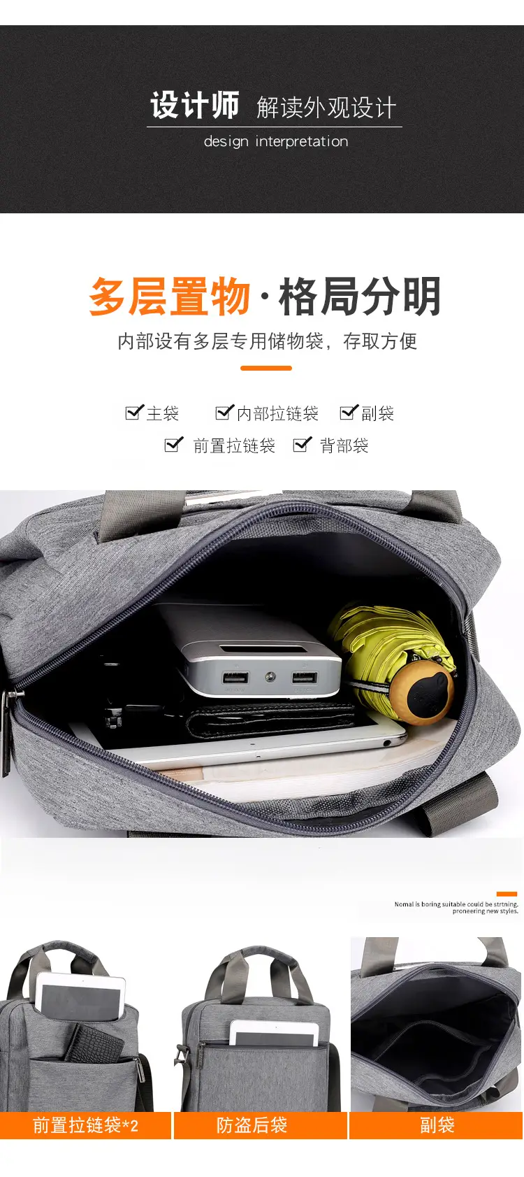 Men's Grey Crossbody Bag with Red Trim — feature 4