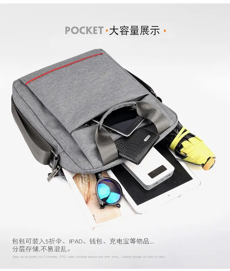 Men's Grey Crossbody Bag with Red Trim — feature 5
