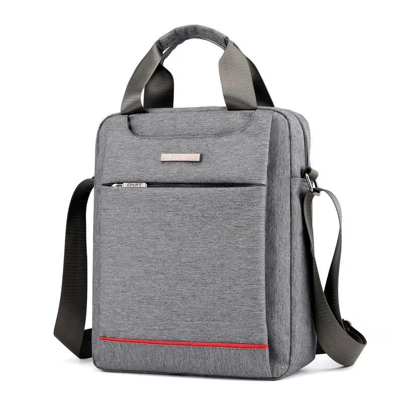 Men's Grey Crossbody Bag with Red Trim - Image 3