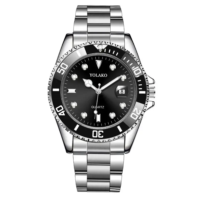 Yolako Red Dial Quartz Men's Watch with Silver Band - Image 4