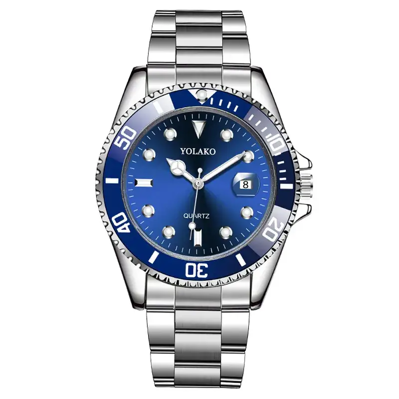 Yolako Red Dial Quartz Men's Watch with Silver Band - Image 3