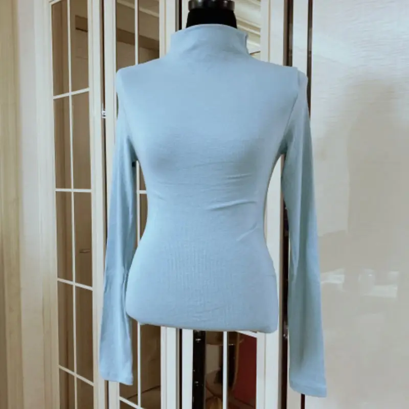 Pink Slim Fit Long Sleeve Top with High Neck - Image 10