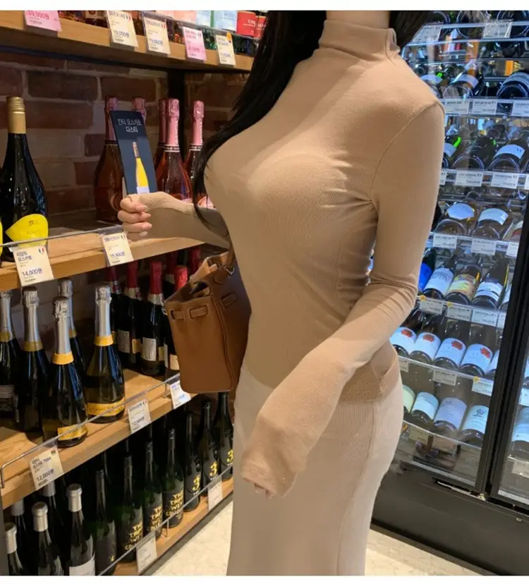 Pink Slim Fit Long Sleeve Top with High Neck — feature 13