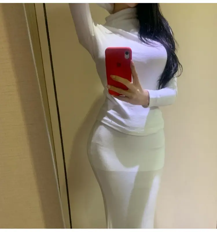 Pink Slim Fit Long Sleeve Top with High Neck — feature 16