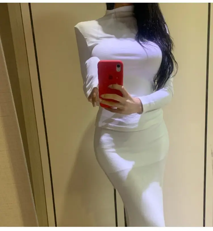 Pink Slim Fit Long Sleeve Top with High Neck — feature 17