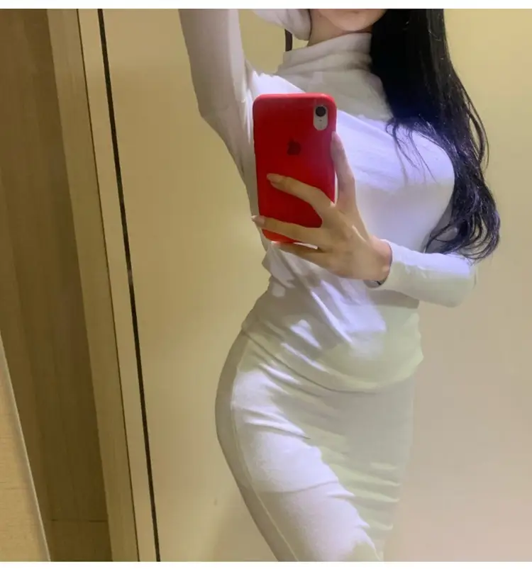Pink Slim Fit Long Sleeve Top with High Neck — feature 18