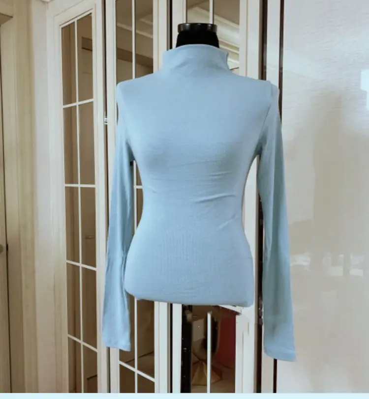 Pink Slim Fit Long Sleeve Top with High Neck — feature 20