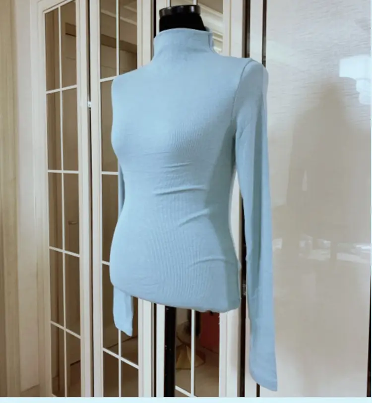 Pink Slim Fit Long Sleeve Top with High Neck — feature 21