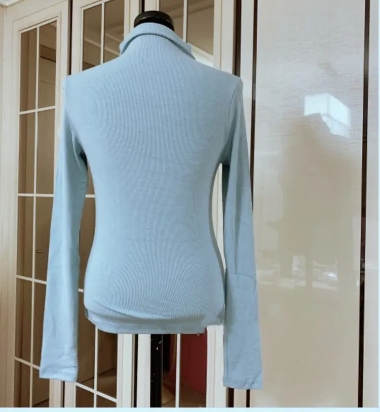 Pink Slim Fit Long Sleeve Top with High Neck — feature 22