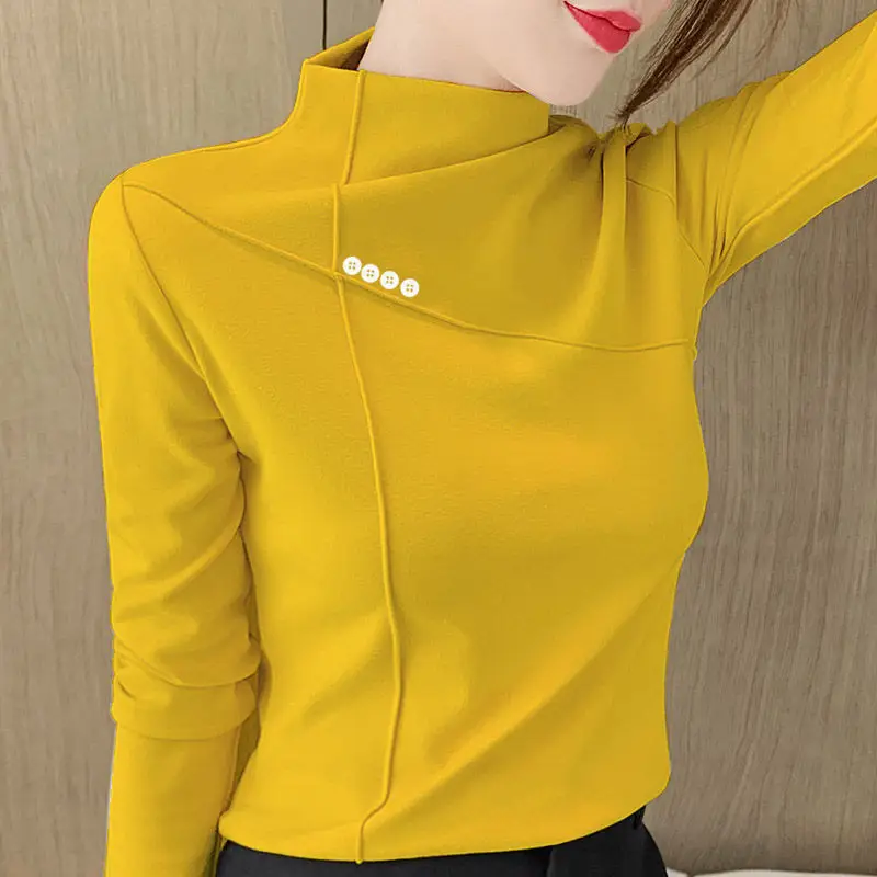 Women's Stand Collar Slim Underwear Cream Winter Top — feature 15
