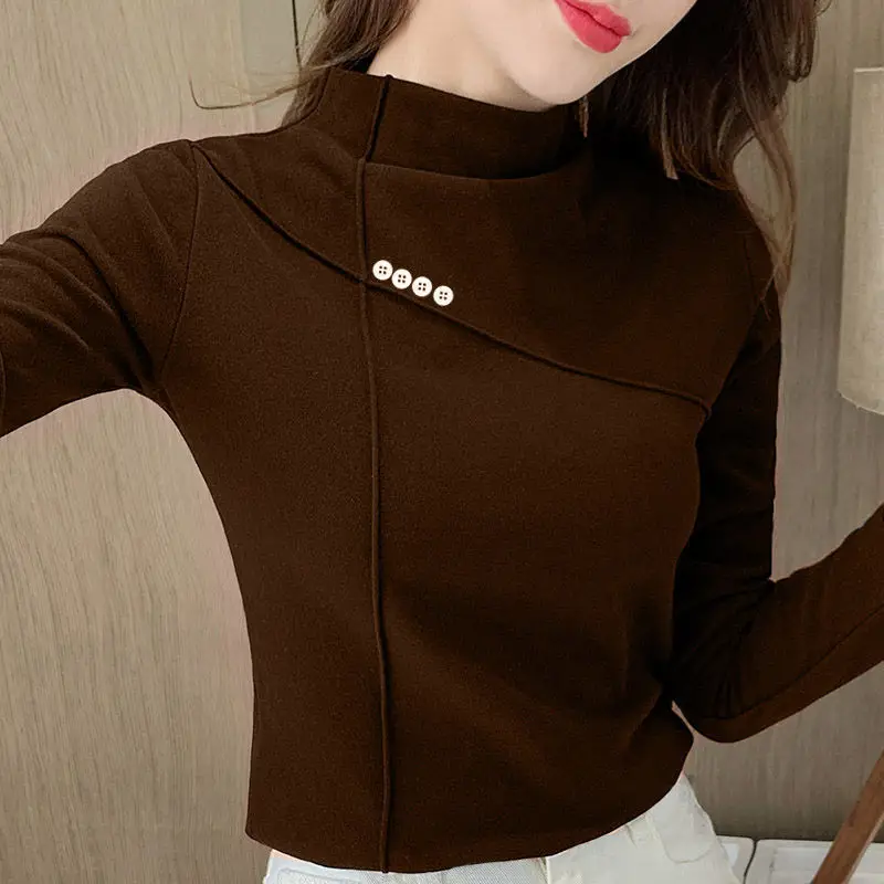 Women's Stand Collar Slim Underwear Cream Winter Top — feature 2