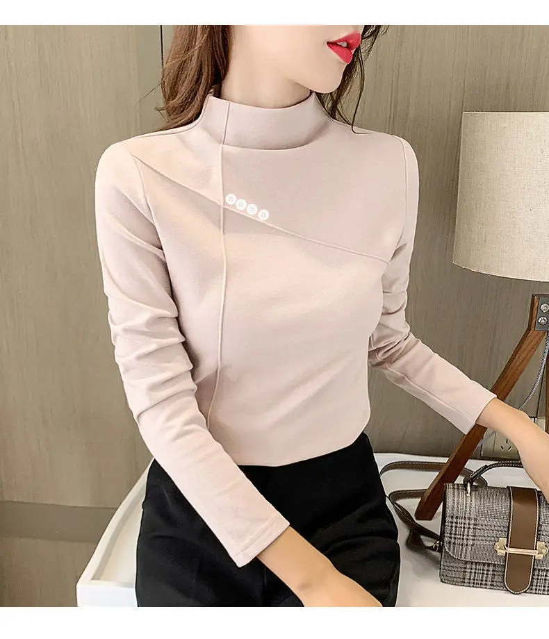 Women's Stand Collar Slim Underwear Cream Winter Top — feature 4