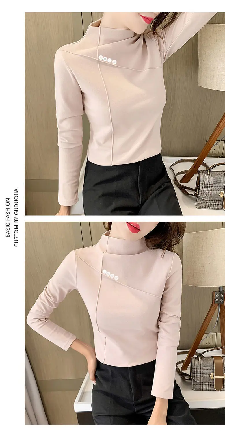 Women's Stand Collar Slim Underwear Cream Winter Top — feature 5