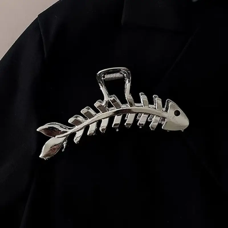 Large Hair Clip Multi-Silver Metal Geometric Shark Clip - Image 10