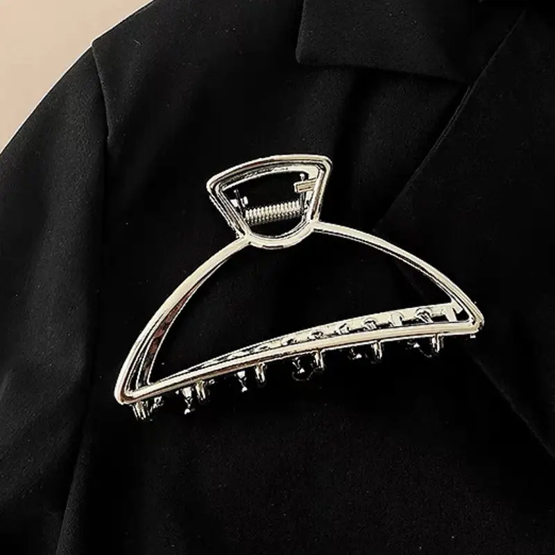 Large Hair Clip Multi-Silver Metal Geometric Shark Clip - Image 11