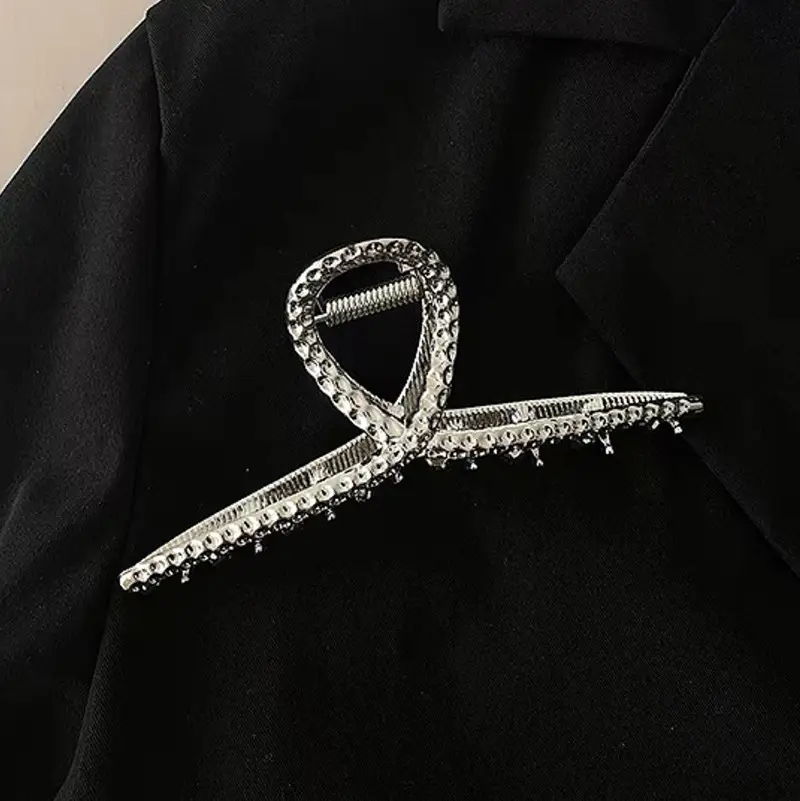 Large Hair Clip Multi-Silver Metal Geometric Shark Clip - Image 12