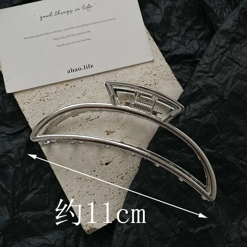Large Hair Clip Multi-Silver Metal Geometric Shark Clip - Image 14