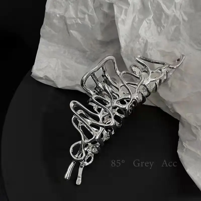 Large Hair Clip Multi-Silver Metal Geometric Shark Clip - Image 17