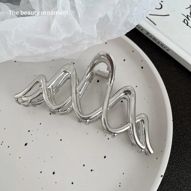 Large Hair Clip Multi-Silver Metal Geometric Shark Clip - Image 23