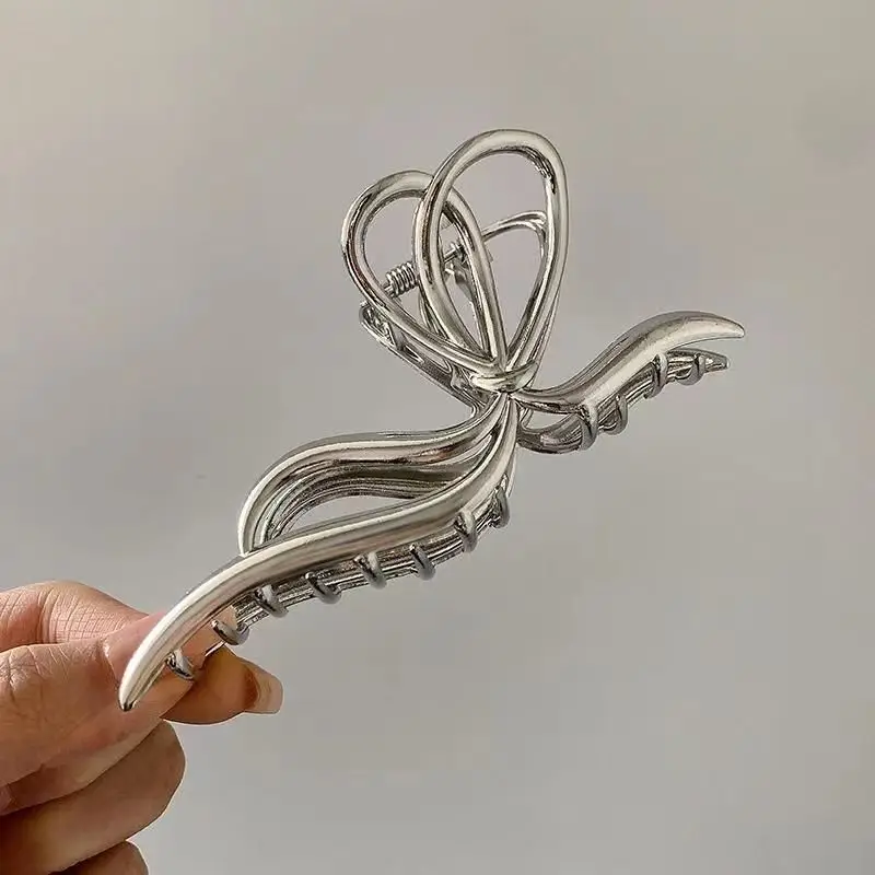 Large Hair Clip Multi-Silver Metal Geometric Shark Clip - Image 25