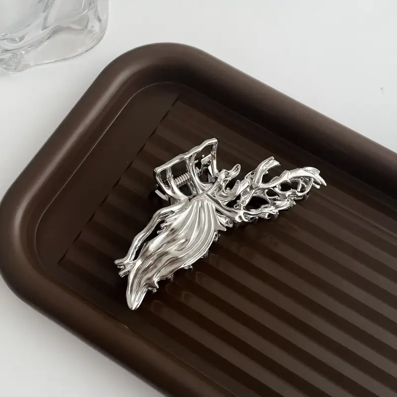 Large Hair Clip Multi-Silver Metal Geometric Shark Clip - Image 31