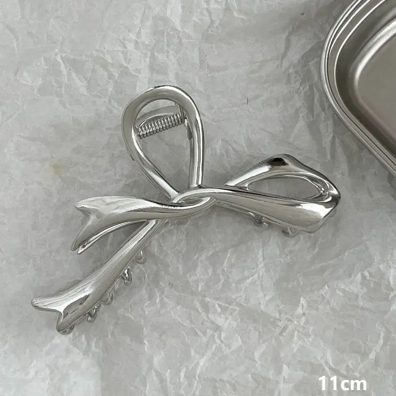 Large Hair Clip Multi-Silver Metal Geometric Shark Clip - Image 33