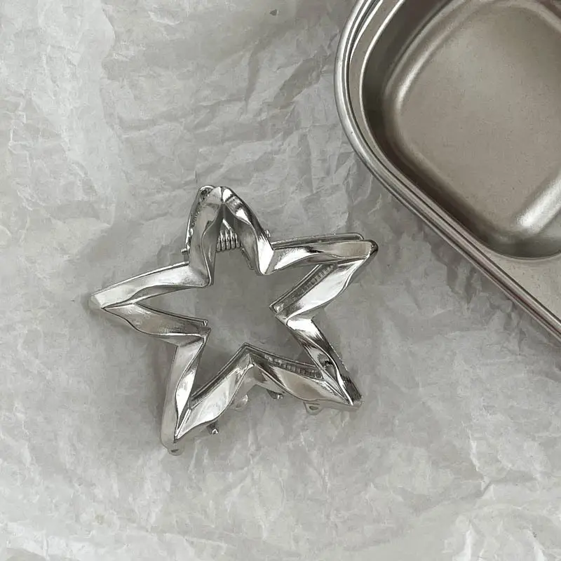 Large Hair Clip Multi-Silver Metal Geometric Shark Clip - Image 36