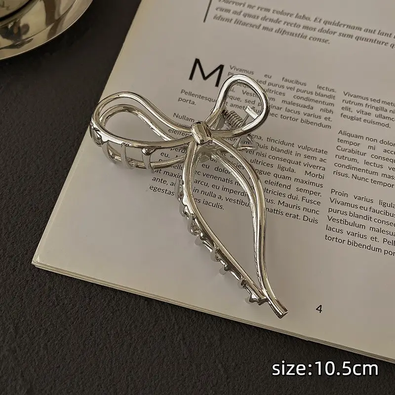 Large Hair Clip Multi-Silver Metal Geometric Shark Clip - Image 43