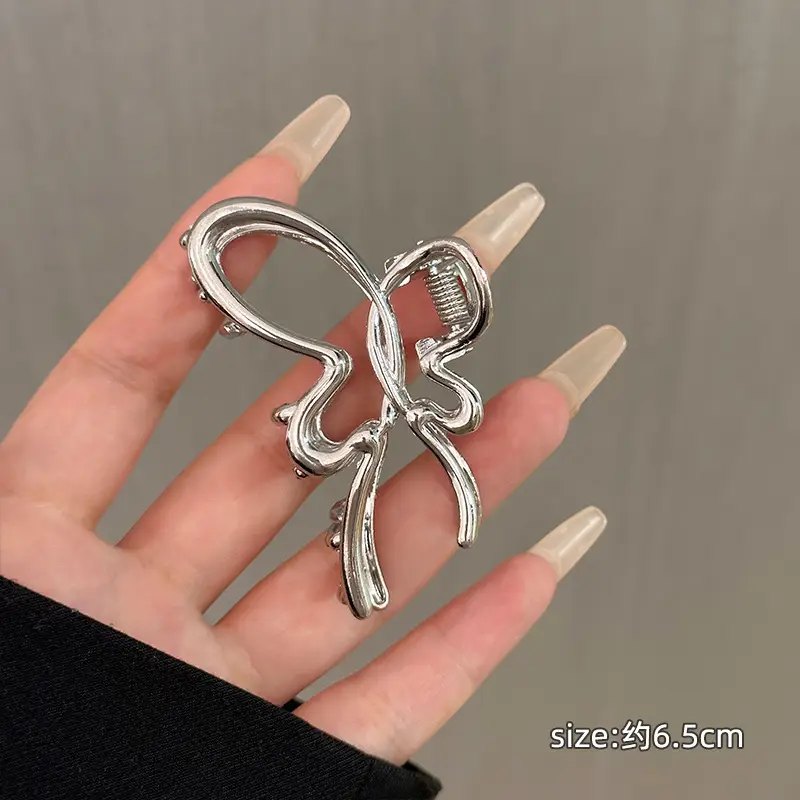 Large Hair Clip Multi-Silver Metal Geometric Shark Clip - Image 45