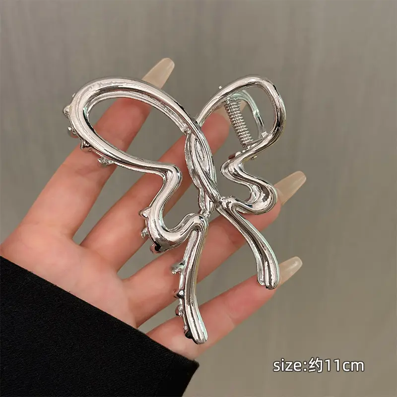Large Hair Clip Multi-Silver Metal Geometric Shark Clip - Image 46