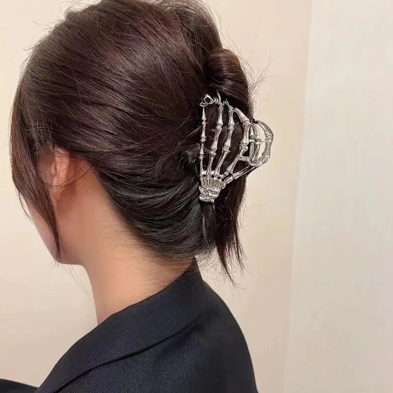 Large Hair Clip Multi-Silver Metal Geometric Shark Clip - Image 49