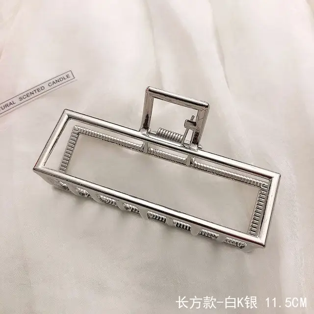 Large Hair Clip Multi-Silver Metal Geometric Shark Clip - Image 8