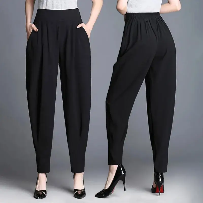 Women's Black Slim Fit Nine Point Pants Large