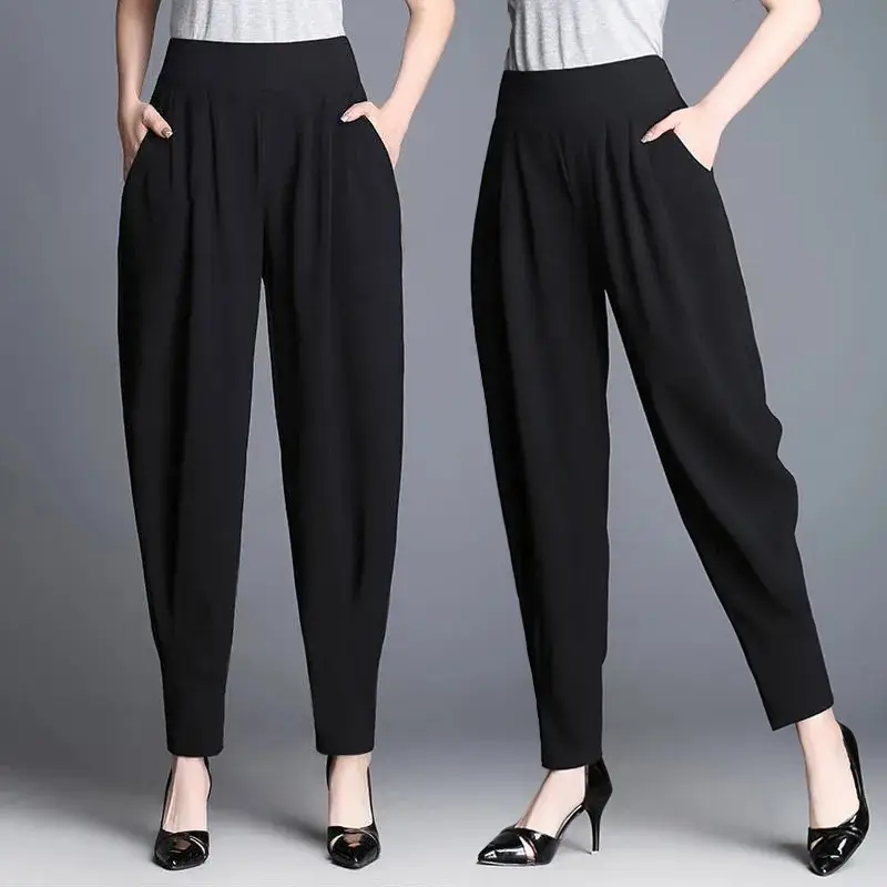 Women's Black Slim Fit Nine Point Pants Large