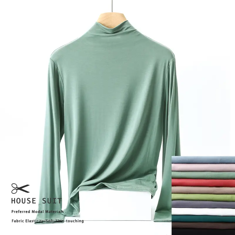 Women's Long Sleeve Collar Shirt Pink Modal - Image 19