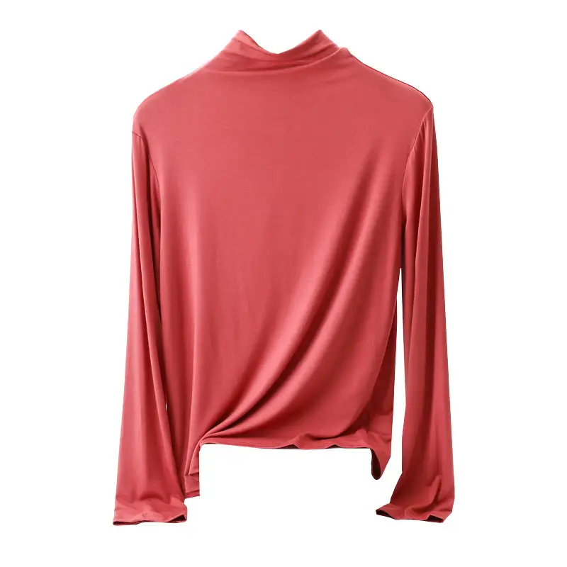 Women's Long Sleeve Collar Shirt Pink Modal - Image 23