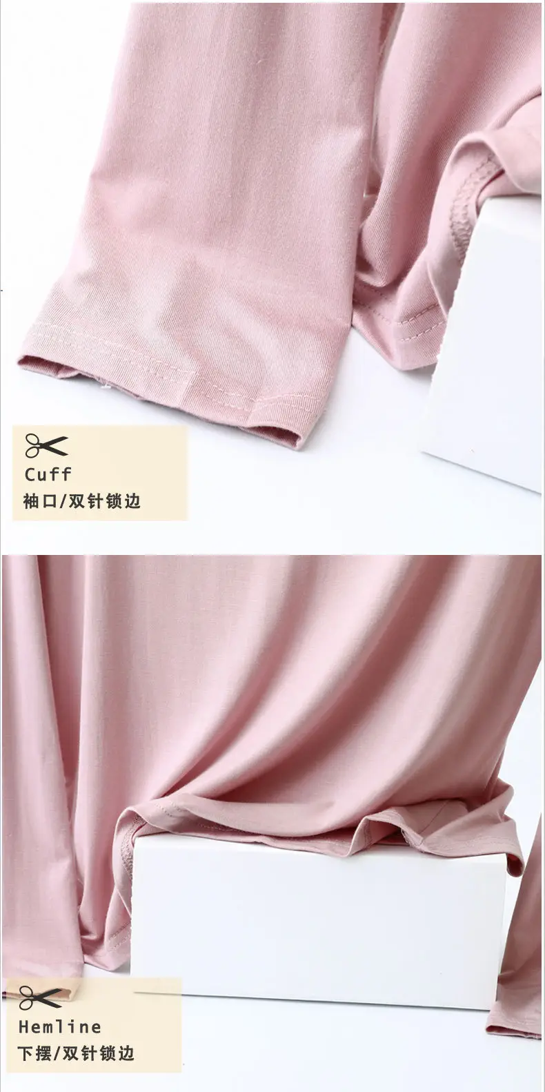 Women's Long Sleeve Collar Shirt Pink Modal — feature 10