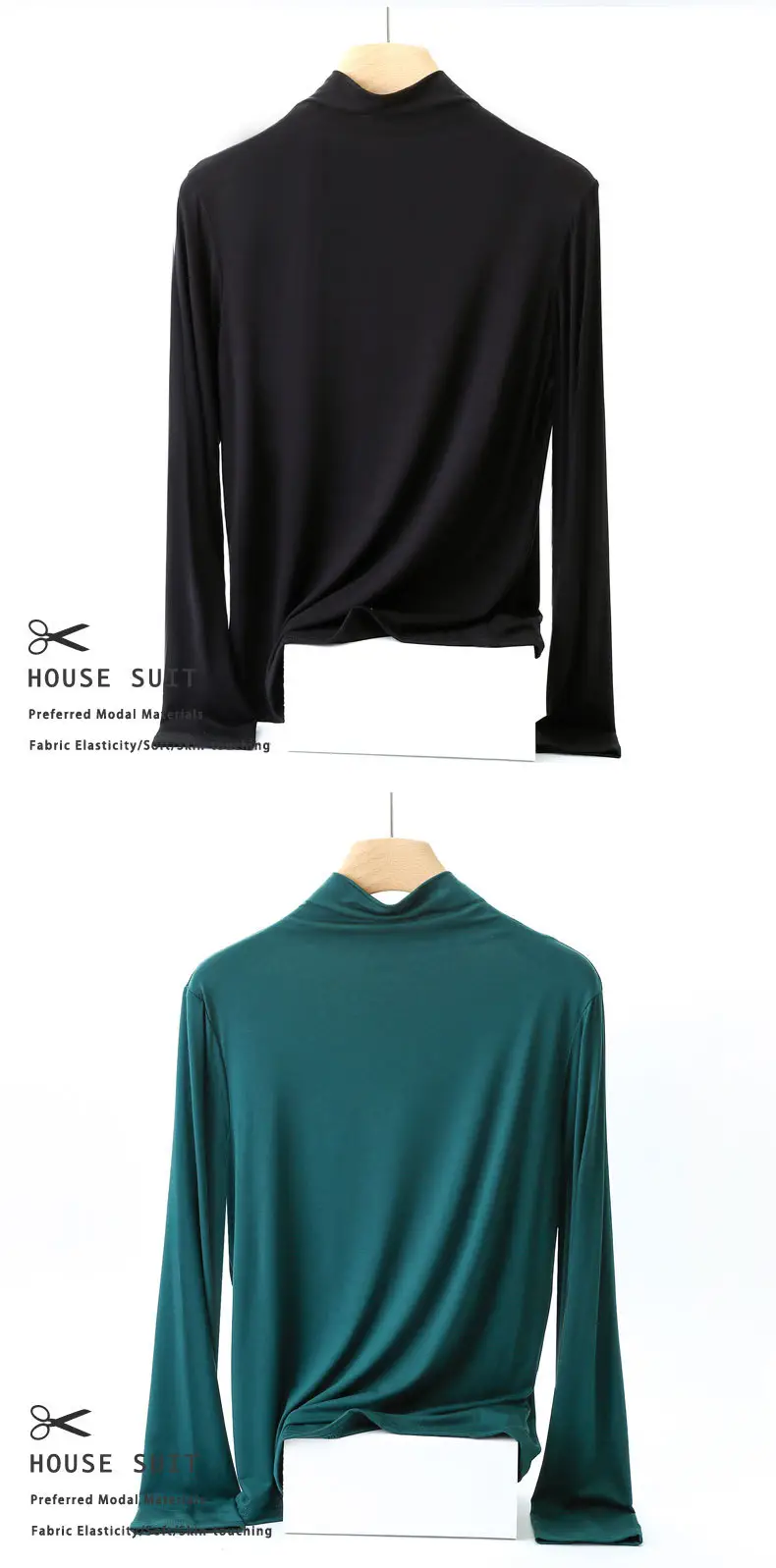 Women's Long Sleeve Collar Shirt Pink Modal — feature 12