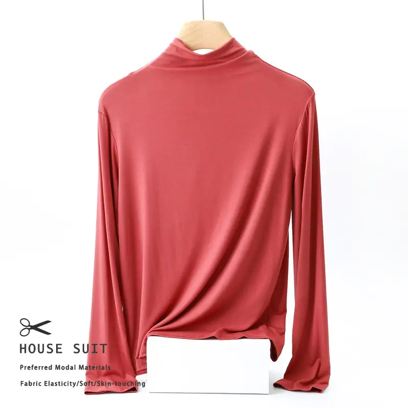 Women's Long Sleeve Collar Shirt Pink Modal - Image 11