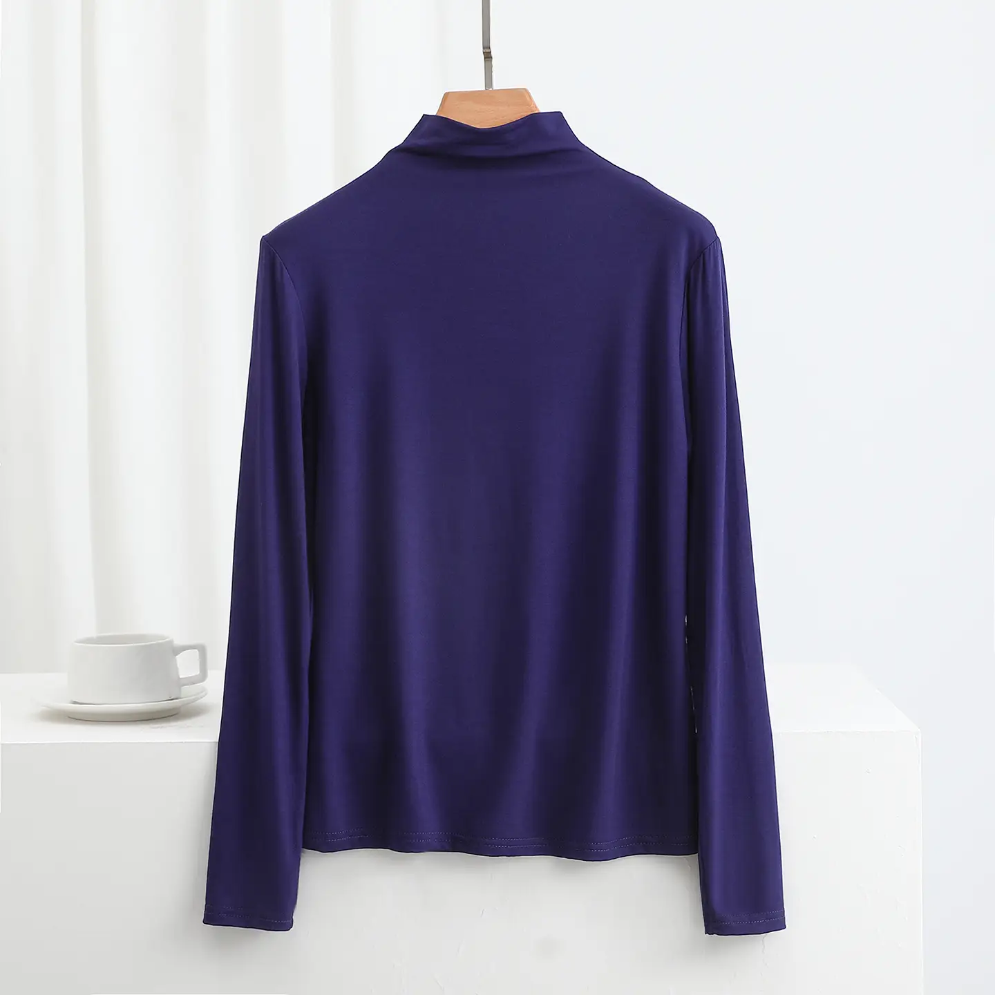 Women's Long Sleeve Collar Shirt Pink Modal - Image 15