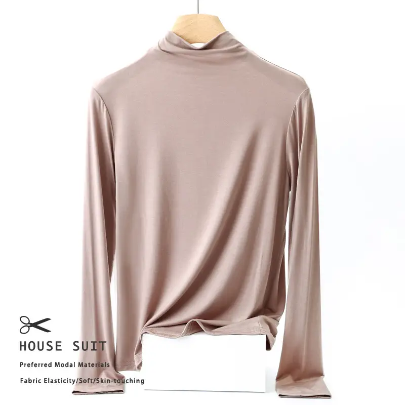 Women's Long Sleeve Collar Shirt Pink Modal - Image 5