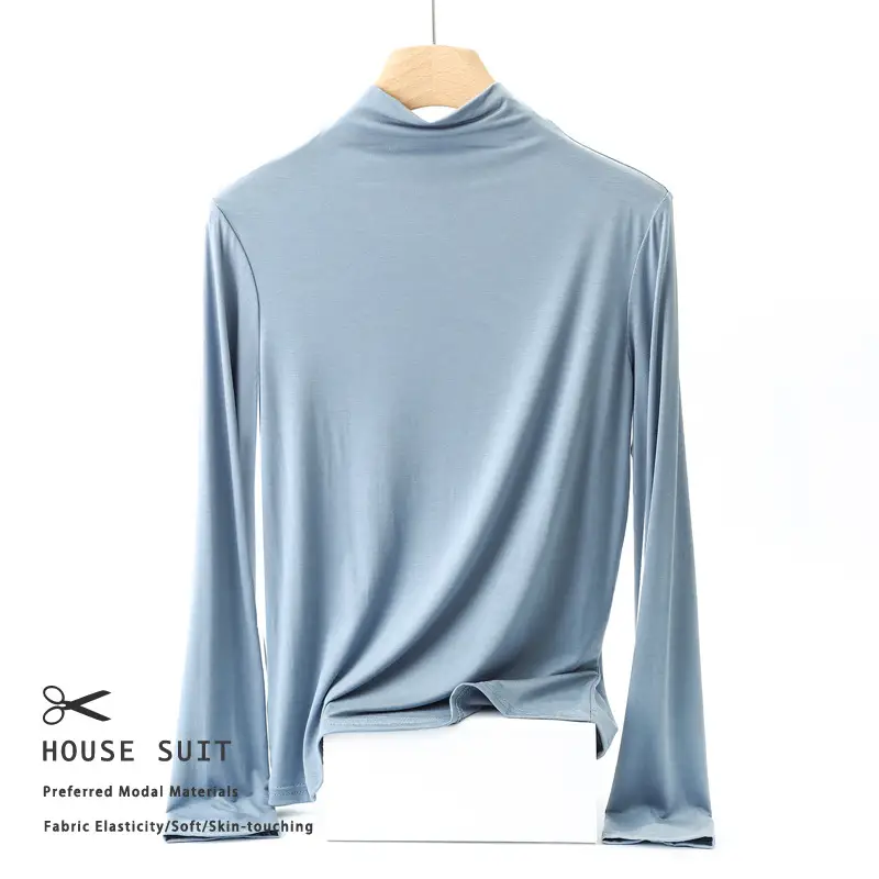 Women's Long Sleeve Collar Shirt Pink Modal - Image 6