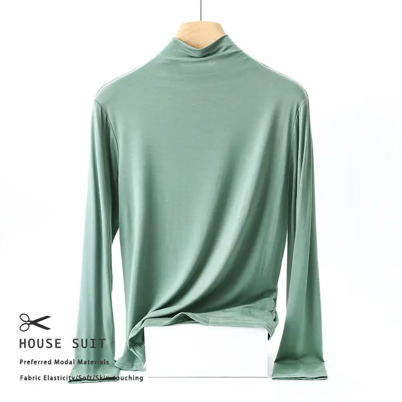 Women's Long Sleeve Collar Shirt Pink Modal - Image 8