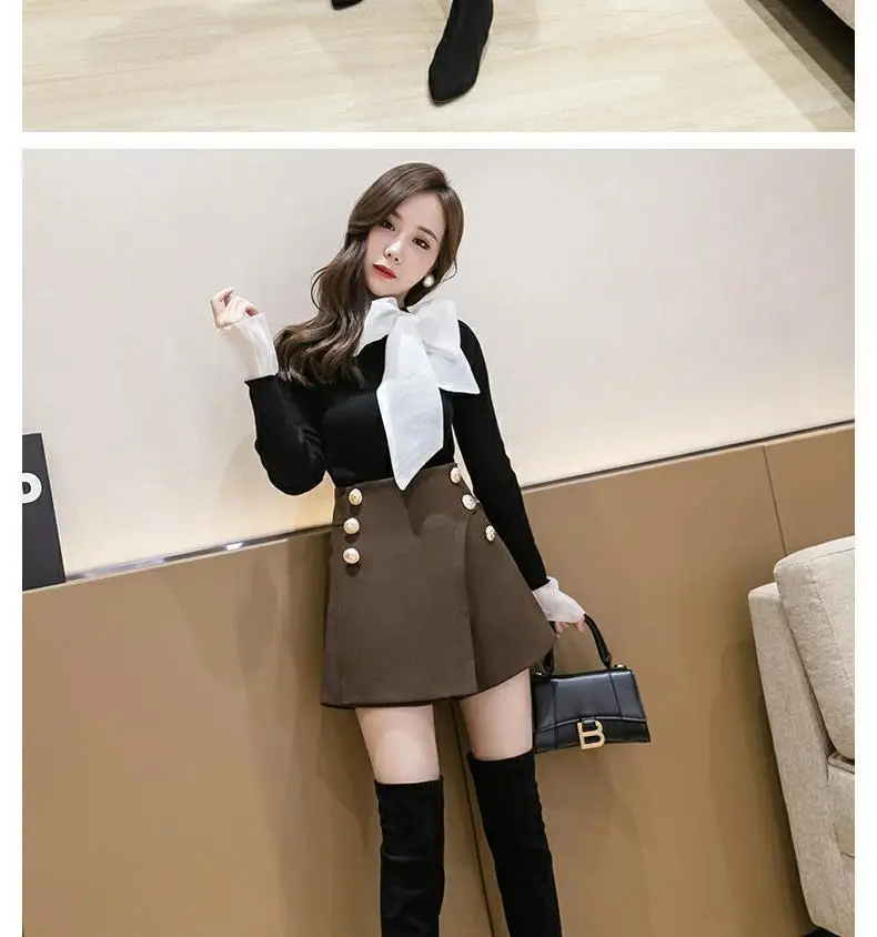 Women Woolen Skirt Set High Waist Wide Leg Winter 2024 — feature 10