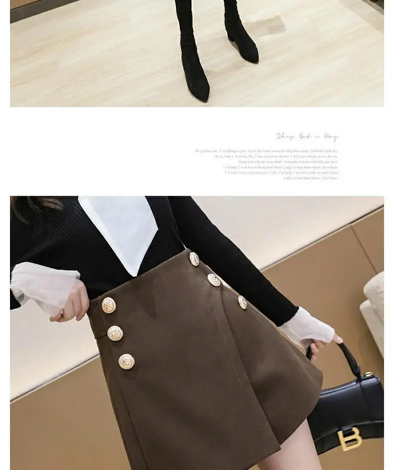 Women Woolen Skirt Set High Waist Wide Leg Winter 2024 — feature 11